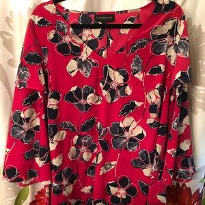 Hot Pink Top with Navy Flowers